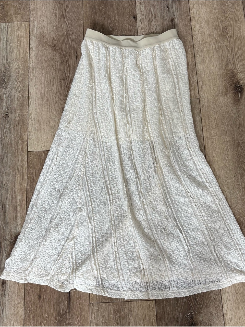Women's Cream Textured Maxi Skirt